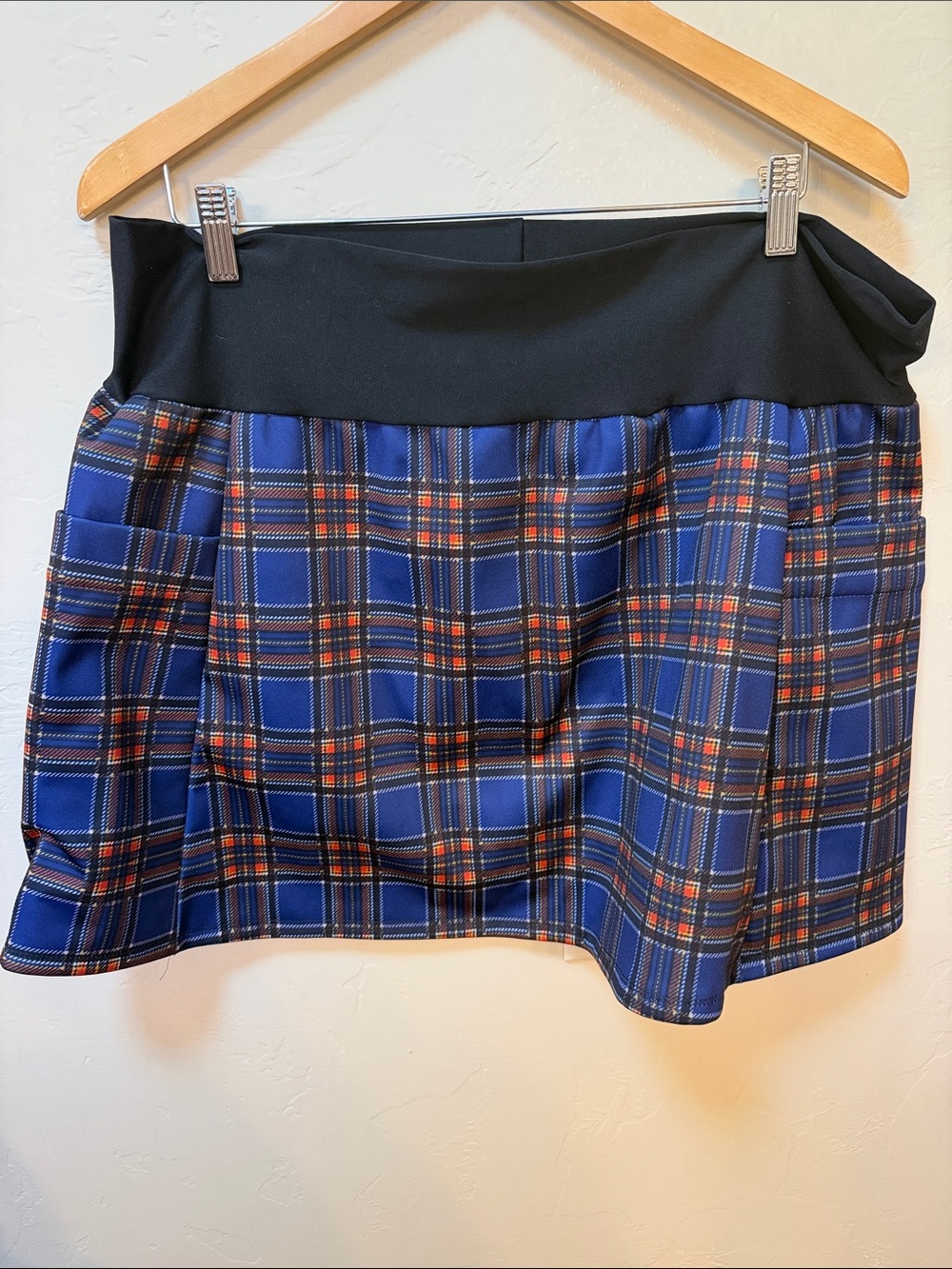 Purple Rain Adventure Skirt Womens 2XL Fleece Lined Blue Plaid Recycled Pockets